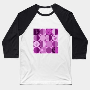 repeating geometry pattern, squares and circles, ornaments, magenta color tones Baseball T-Shirt